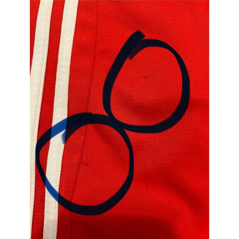 Adidas Boys Athletic Basketball Shorts Size 14/16 Red Mesh 3 Stripe Drawstring